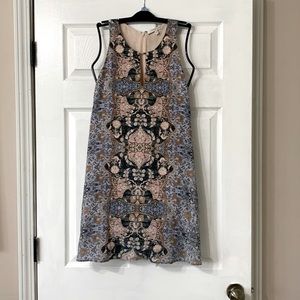 Lavender Brown Silk Keyhole Shift Dress